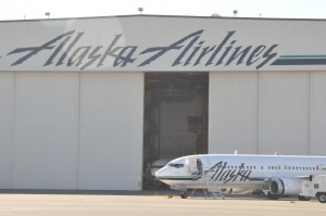 An Alaska Airlines jet in Seattle