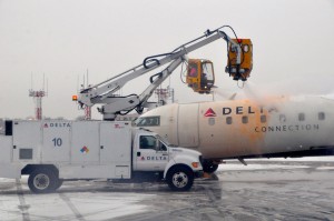 An Delta aircraft being deiced