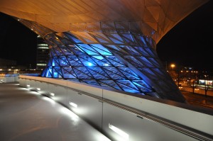 The BMW Welt at night