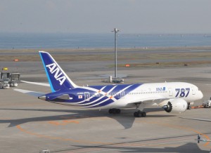A Dreamliner in ANA livery at Tokyo's Haneda Airport