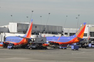 Southwest aircraft parked in Seattle