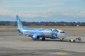 An Alaska Airlines aircraft in Seattle