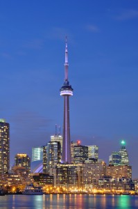 The CN tower in Toronto's Entertainment District