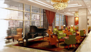 An illustration of a lounge in the hotel