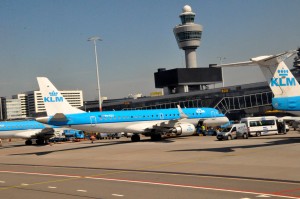 A KLM aircraft in Amsterdam