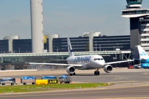 A Finnair aircraft in Amsterdam