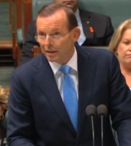 Prime Minister Tony Abbott speaking to Parliament about MH370