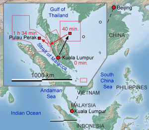 Flight 370 flight path and search area