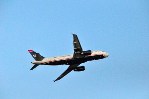 A US Airways plane taking off at Newark
