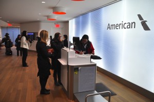 American agents checking in passengers